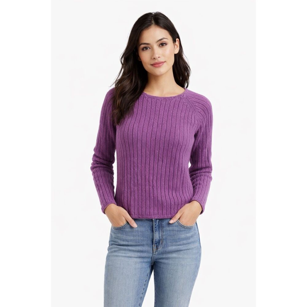 Exhilaration Purple Ribbed Sweater Small Y2K Soft Girl Cottagecore Knitwear